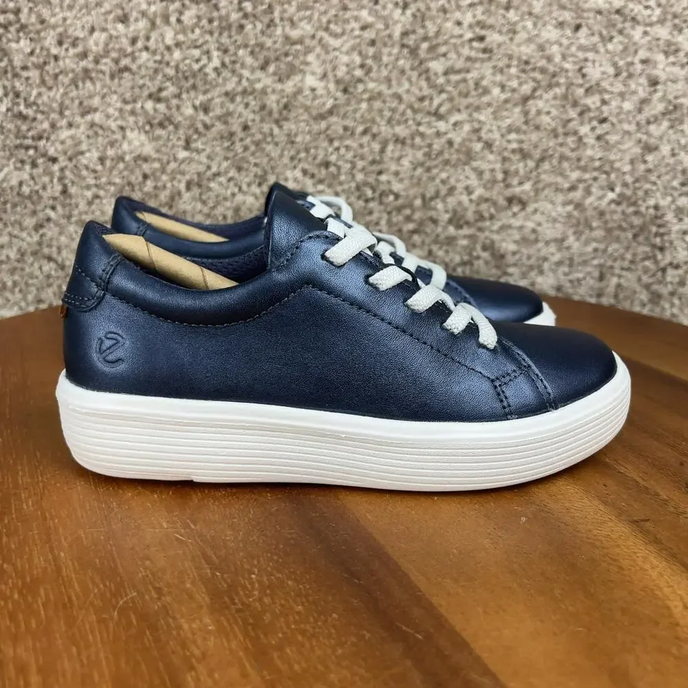 ECCO Soft 60 Kids' Leather Sneakers Toddler Size 10 Shoes Graystone Metallic NEW